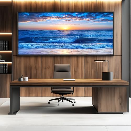 Beach Wall Art (72"L x 32"W / Blue Ocean A Black Framed)