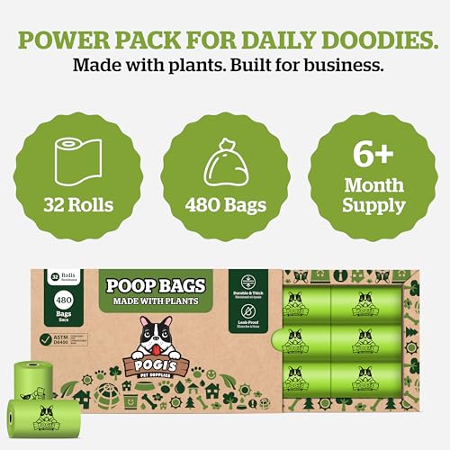 Pogi's Compostable Dog Poop Bags (1 Count (Pack of 480) / Unscented)