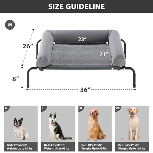 Elevated Cooling Dog Cot Bed (Grey / 36.0"L x 26.0"W x 8.0"Th)