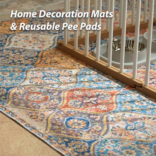 Reusable Potty Pads for Dogs for Crates and Floors. Washable Pee Pads for Dogs (36x36 Inch (Pack of 2) / Cream/Multi)