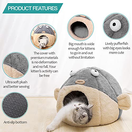 Cat Beds for Indoor Cats (L 16.5'' / Grey)