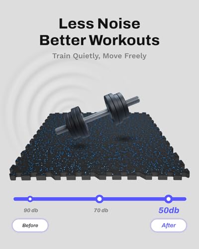 0.79" Thick Gym Flooring for Home Gym (Black/Blue / 144 Sq Ft (36 Tiles))