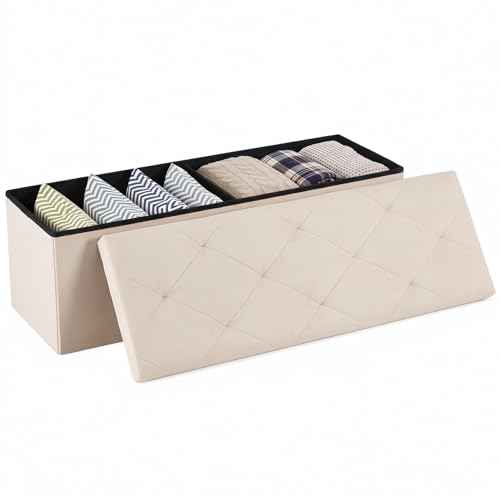 43 Inch Folding Storage Ottoman Bench