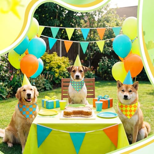 50 Pcs Cartoon Dog Bandana Bulk for Hippie Paw Print Flower Adventure Cute Soft Triangle Dog Bibs Summer Theme Birthday Party Supplies for Small Medium Large Costume 25.6 x 17.7 x 17.7 Inch (Cartoon Dog / 25.6 x 17.7 x 17.7 Inch)
