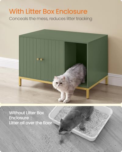 Cat Litter Box Enclosure (Forest Green + Gold / L (31.5"l X 19.7"w X 21.7"h))