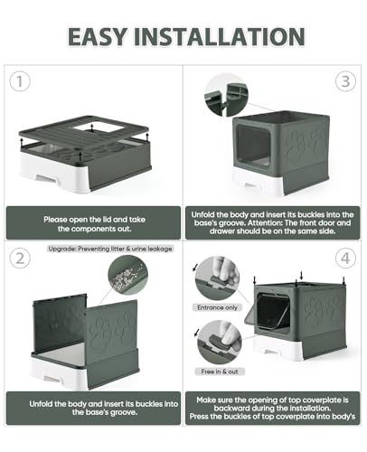Cat Litter Box with X (Upgrade Olive Green)