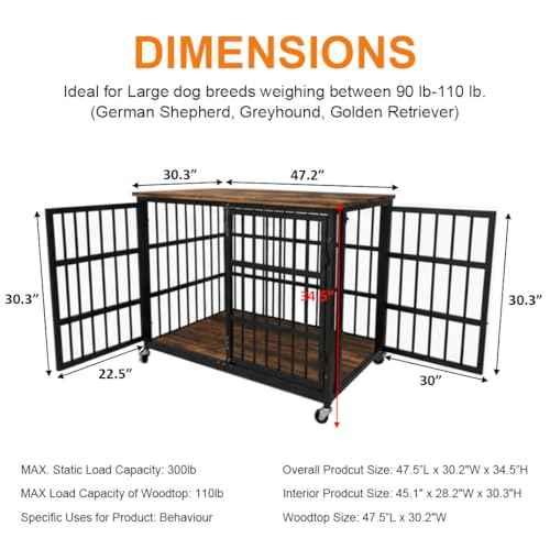 48" Dog Crate Furniture (Black)