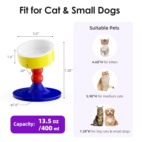Ceramic Elevated Raised Cat Bowls (Red & Blue)