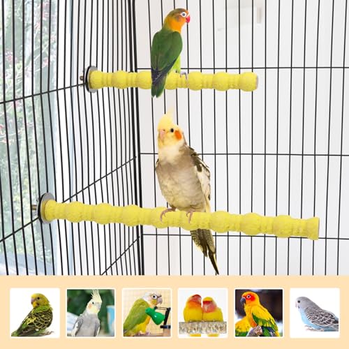 Wood Perch Stand Bird Cage Paw Beak Grinding Stick (Yellow)