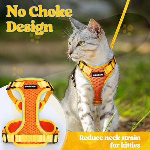 Cat Harness and Leash Set (Orange & Yellow / Xs)