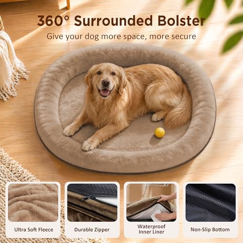 Waterproof Orthopedic Dog Bed for Medium Dogs (Coffee / 35"L x 25"W x 7"Th)