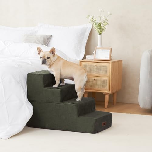 Dog Stairs for Bed 18" H (Military Green / Extra Wide 16.5" x 28" x 18")