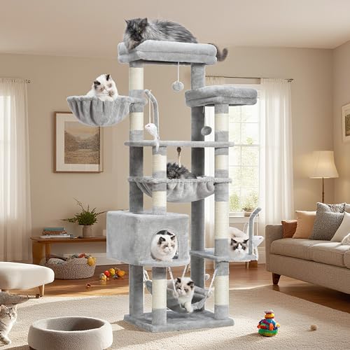 Cat Tree 63'' Cat Tower for Large Cats (63 inch / Light gray)