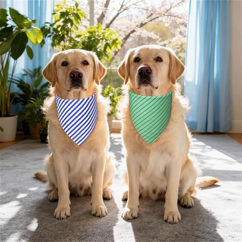 Summer Dog Bandanas for Medium Dogs (Blue,Green / X-Large)