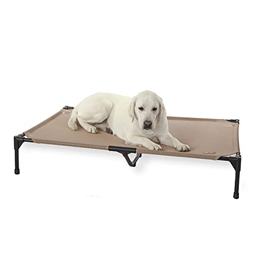 K&H Outdoor Elevated Dog Bed for Large & Extra (Tan Mesh / X-Large 50"L x 32"W)