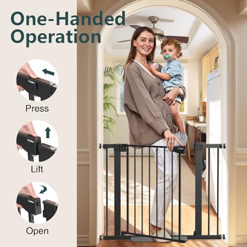 2 Pack 30 40.6 in Baby Gate for Stairs and Doorways (Black / 30-40.6"W x 30.5"H (2 Pack ))