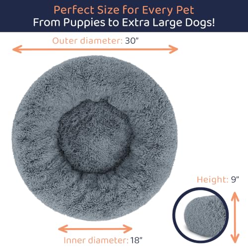Calming Donut Dog Bed for Small Dogs (Dark Grey / Medium (30"L x 30"W x 9"Th))