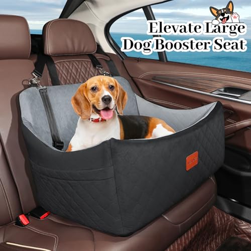 Dog Car Seat for Medium & Large Dogs Up to 55lbs (Black/Grey / Large)
