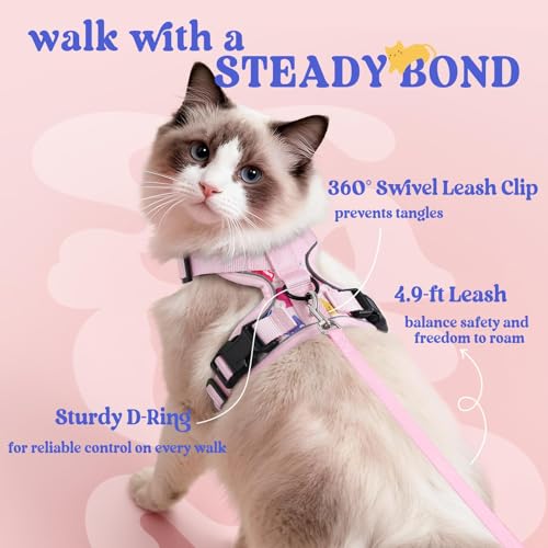 Cat Harness and Leash Set (S / Purrty Pink)