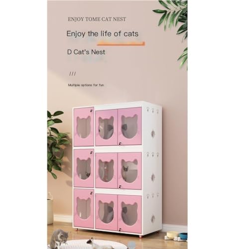 Cat House Solid Wood Cat Cage Luxury Villa Home Indoor Oversized Cattery Constant Temperature Cat Delivery Room Cage Cat Bed (120*60*118.4 / White)