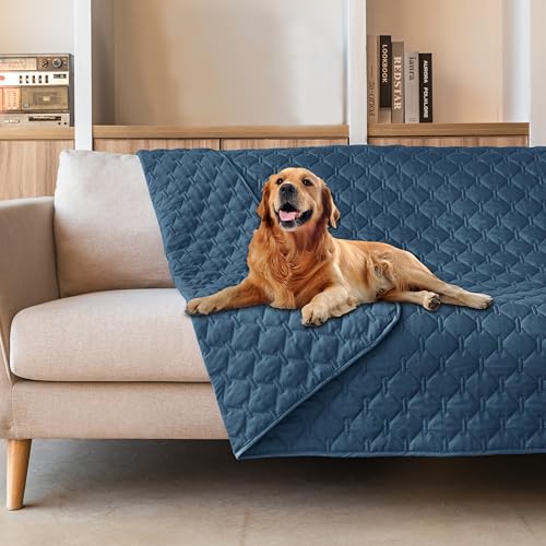 Waterproof Dog Blankets for Large Dogs (82x82 Inch (Pack of 1) / Dark Blue)