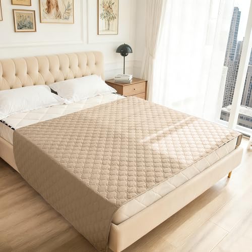 Waterproof Dog Blankets for Large Dogs (82x102 Inch (Pack of 1) / Dark Beige/Light Beige)