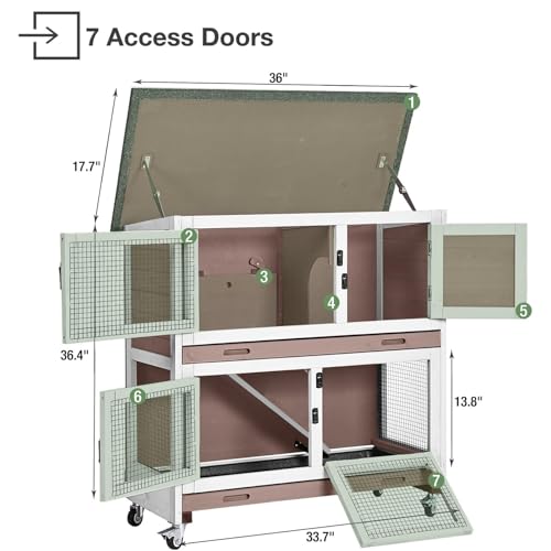 Rabbit Hutch Bunny Cage Wooden 2 (Brown-AIR77)