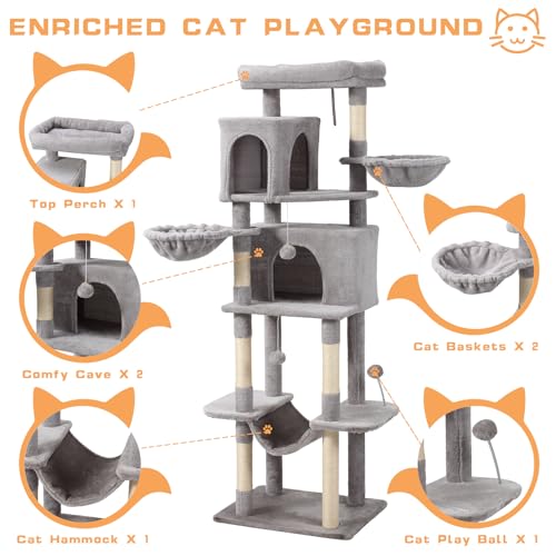 70 Inch Cat Tree (Light Grey)