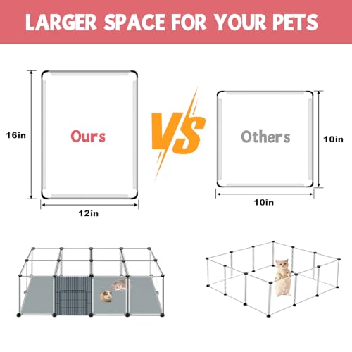 20 Panels Small Animals Playpen (20 Panels- 48"L x 24"W x 16"H / Transparent)