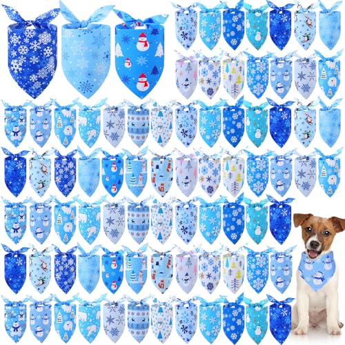 100 Pcs Winter Dog Bandanas Bulk (Winter / 31.5 x 21.7 x 21.7 Inch)