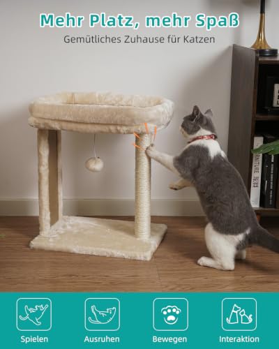 Small Cat Tree for Indoor Cats (Beige)