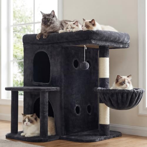 Cat Tree 26 inch Cat Tower with Spacious Top Perch for Large Cats (Smoky Gray / 26 inch)