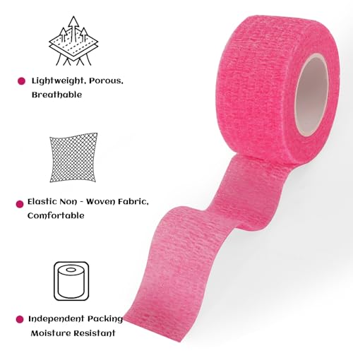 24 Rolls Elastic Self Adhesive Bandage Wrap 1 Inch (1 Inch-24 Count Hot Pink)