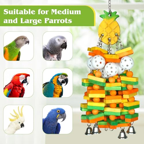 Parrot Toys 18 inches Bird Shredding Toys for Medium Large Parrots (Pineapple)