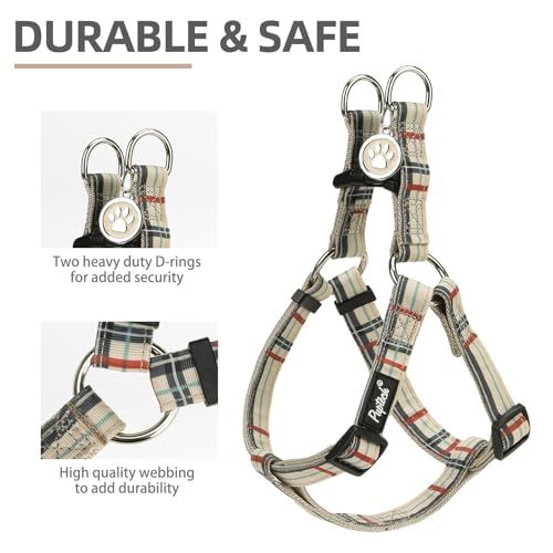 No Pull Dog Harness Small Sized Step (Beige Plaid / X-Small)