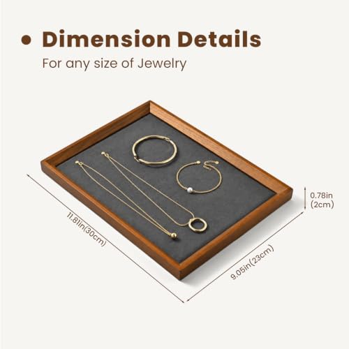 Wood Jewelry Tray (Gray / 11.8" x 9.1" x 0.7")