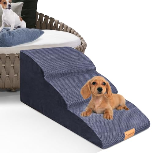 High Density Extended Foam Dog Ramp&Steps 3 Tiers (Blue / 33.1*15.7*15.7)