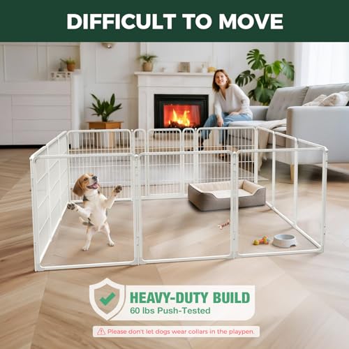 AuraSpace Pro Acrylic & Wire Mesh Indoor Dog Playpen (White / 32"H)