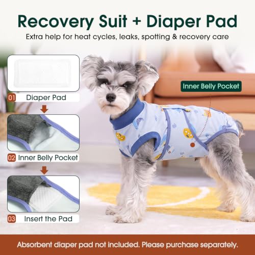Recovery Suit for Dogs Cats (Large (Back:16.1-20.1'', Weight:23-48 Lb) / Ocean Dive)
