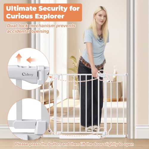 Baby Gate Auto Close (White / 29-40"Wide, 28"Tall)
