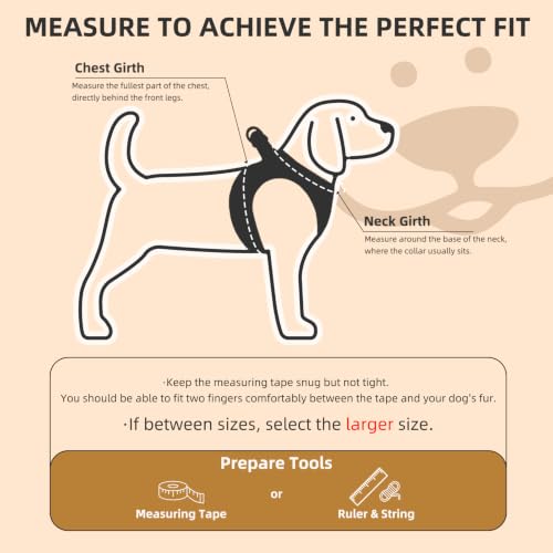 Dog Harness Collar and Leash Set No Pull for Small Medium Sized (Khaki / XL (CHEST 20"-22"))