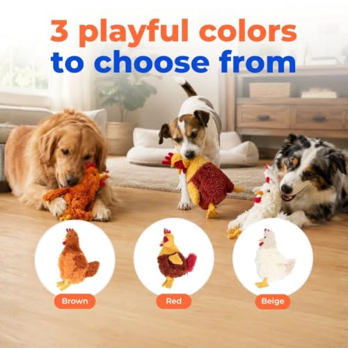 Interactive Squeaky Dog Toy (Crinkle Chicken (Beige) / Large)