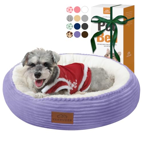 23in Violet Round Dog Bed Sofa for Dogs Cats (Violet / Medium)