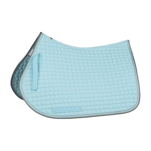 Adepto Padded All Purpose Quilted Equestrian Saddle Pad for Horses with Two (Canal Blue / Horse)