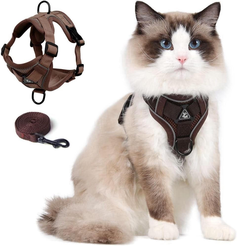 Cat Harness and Leash Set (Brown / XL)