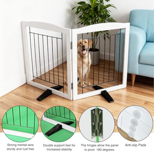 Freestanding Dog Fence Indoor (White / 【2 Panels】40''w x 32''h)