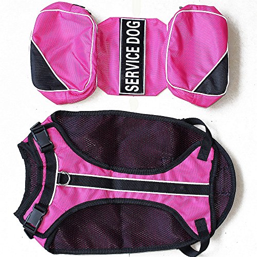 Dog Vest Harnesses with Saddlebag Backpack for Camping & Travel (S / Hot Pink)