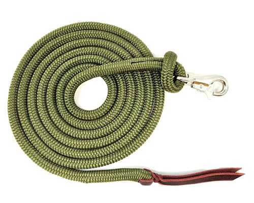 12FT Lead Rope with NP Snap (Olive Green / 12 ft. Nickel Trigger Snap)