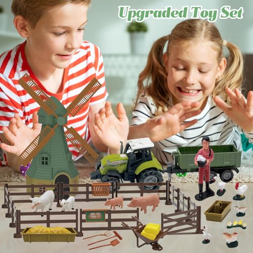 82PCS Farm Animals Toys Set Comes with Tractor Trailer (Windmill)
