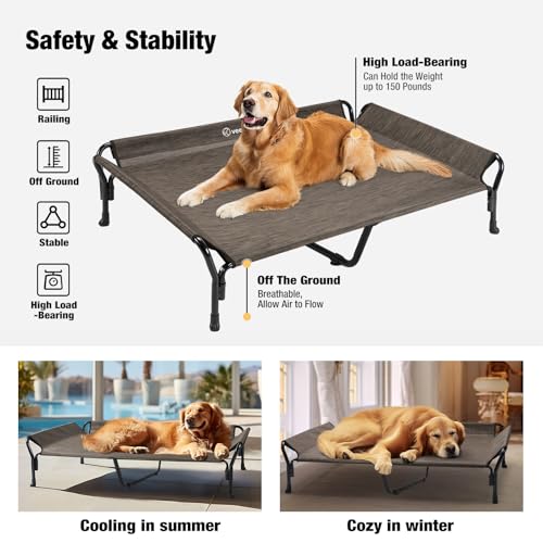 Cooling Elevated Dog Bed (Brown / 50.5"L x 33.5"W x 12.0"Th)